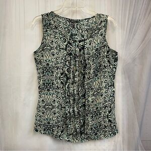Elegant Sleeveless Patterned Pleated Top Blouse